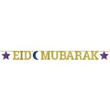 Banderole à lettres scintillantes Eid Mubarak, or | Amscannull