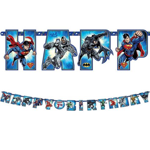 Justice League Jumbo Add-An-Age Letter Birthday Party Banner, 10ft Product image
