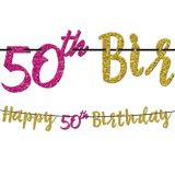 Glitter 50th Birthday Letter Banner | Amscannull