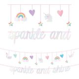 Bannière avec mini bannière décorative pour fête d'anniversaire, arc-en-ciel magique, Sparkle and Shine | Amscannull