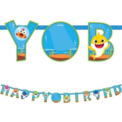 Banderole à lettres géante, bébé requin, inscription Happy Birthday avec ajout d'âge, 10 pi Image de l’article
