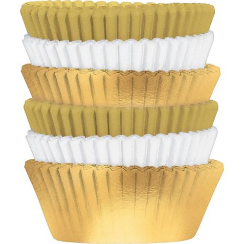 Gold & White Baking Cups, 150-pk Product image
