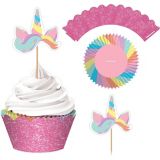 Nécessaire à petits gâteaux pour fête d'anniversaire Arc-en-ciel magique, paq. 24 | Amscannull