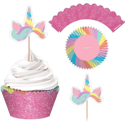 Nécessaire à petits gâteaux pour fête d'anniversaire Arc-en-ciel magique, paq. 24 Image de l’article