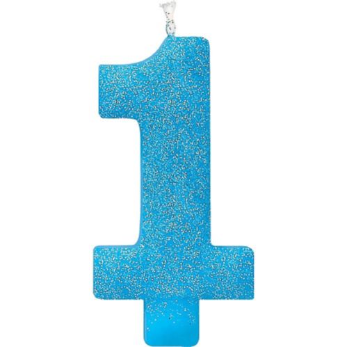 Giant Glitter Number 1 Birthday Candle, Blue Product image