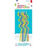 Grandes bougies d'anniversaire multicolores à spirales brillantes, paq. 12 | Amscannull