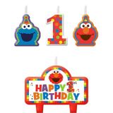 Sesame Street Elmo "Happy 1st Birthday" Candles, 4-pk | Amscannull