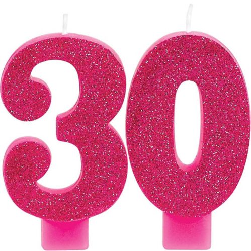 Bougies d'anniversaire à paillettes numéro 30, paq. 2 Image de l’article