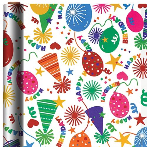 Party Hats & Balloons Birthday Gift Wrap Product image