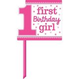 1st Birthday Girl Plastic Yard Sign, Pink