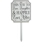Happily Ever After Wedding Yard Stake, White