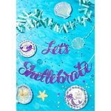Glitter Mermaid "Let's Shellebrate" Birthday Party Letter Banner, Purple | Amscannull