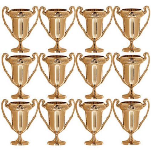 10 GOLD PRESENTATION CUP TROPHY MINI PLASTIC TROPHIES PARTY TOYS PRIZES FOR KIDS 