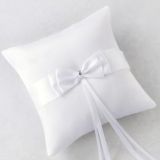 White Bow Ring Bearer Pillow