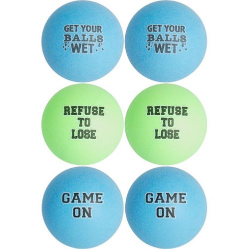 Balles de ping-pong en plastique avec phrases amusantes, pour tennis de table, bière-pong, fête, couleurs variées, paq. 6 Image de l’article
