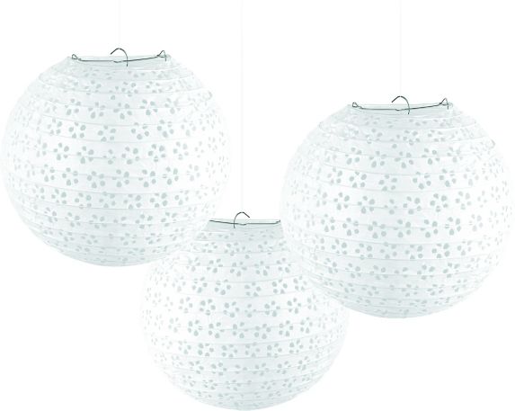 White Eyelet Paper Lanterns, 3-pc Product image