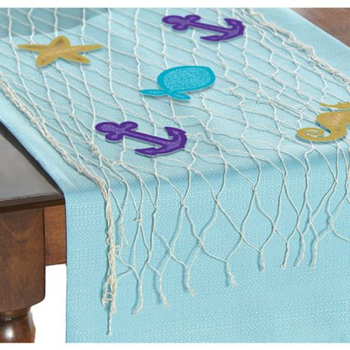 Wishful Mermaid Fish Net Birthday Party Table Runner Decorating Kit, 13-pc Product image