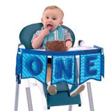 Banderole décorative de luxe pour chaise haute 1er anniversaire, bleu