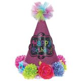 Bright Flowers Happy Birthday Party Hat