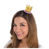 Mini Crown Hair Clip, Pink/Gold