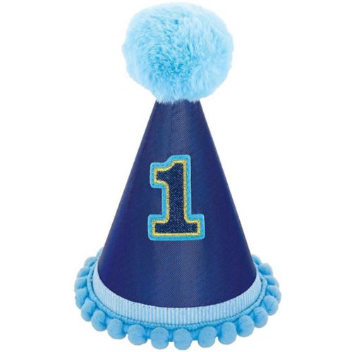 Metallic Blue 1st Birthday Party Hat Product image