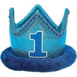 Milestone 1st Birthday Plush Crown, Blue