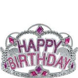 Pink Rhinestone Happy Birthday Tiara Party City