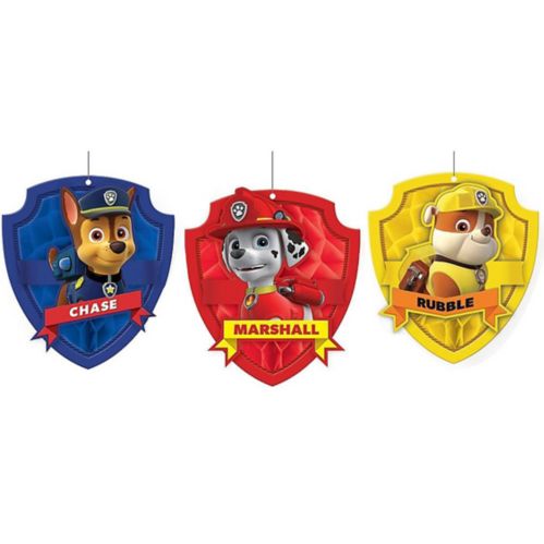 PAW Patrol Honeycomb Balls Birthday Party Decoration, Blue/Red/Yellow, 3-pk Product image