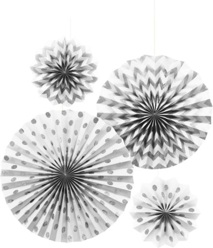 Polka Dot & Chevron Paper Fan Decorations, 4-pk Product image