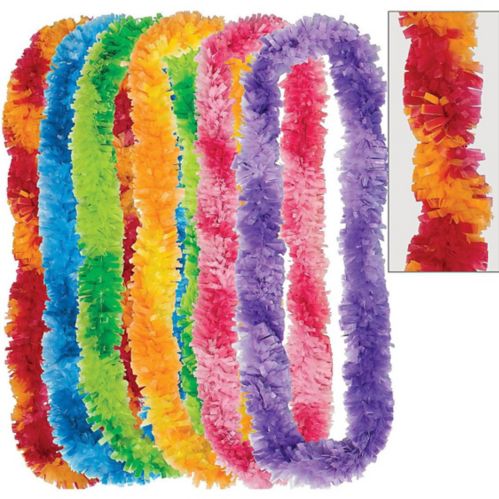 Colourful Two-Tone Fringe Leis, 6-pk Product image