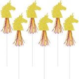 Glitter Magical Unicorn Wands for Birthday Parties, Gold, 6-pk, Ages 3+ | Amscannull