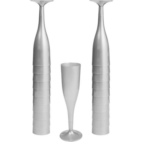 Silver Plastic Champagne Flute, 20-ct Product image