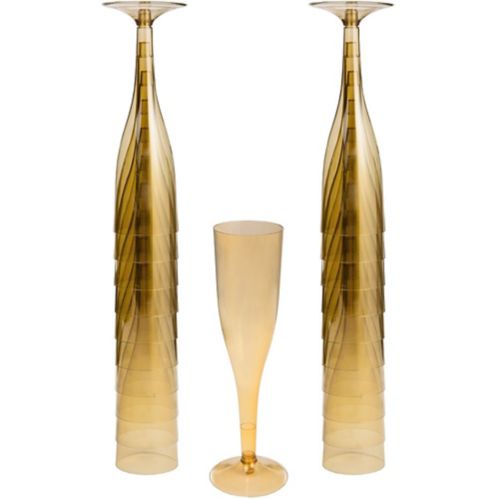 Flûte à champagne en plastique, or, paq. 20 Image de l’article