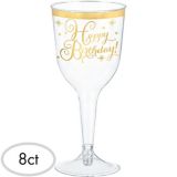 Metallic Gold Birthday Plastic Wine Glasses, 8-pk