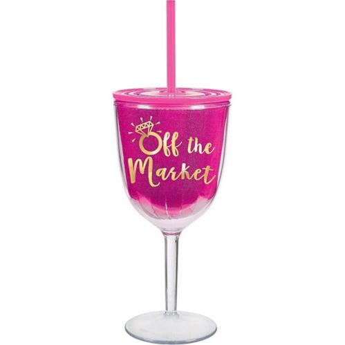 Glitter Pink Off The Market Wine Tumbler with Straw Product image