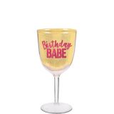 Verre à vin en plastique Birthday Babe, doré, 12 oz