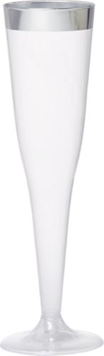 Silver-Trimmed Premium Plastic Champagne Flutes, 8-pk Product image