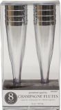 Silver-Trimmed Premium Plastic Champagne Flutes, 8-pk