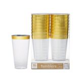 Clear Gold-Trimmed Premium Plastic Cups, 16-ct
