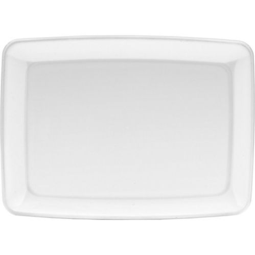 Rectangular Plastic Serving Platter for Birthday, Party, Anniversary, White, 8 x 11-in Product image