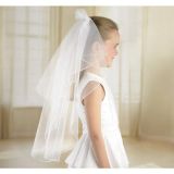 Girls White Double Layer Veil, 24-in