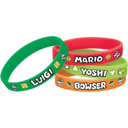 Super Mario Wristbands for Birthday Party Favours, 4-pk Product image