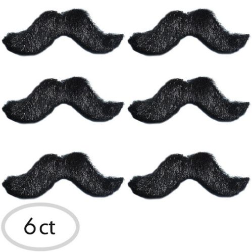 Black Handlebar Moustaches, 6-pk Product image