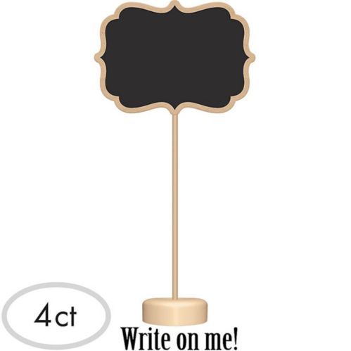 Chalkboard Wood Stands, Birthday Parties, More, Black, 3 1/2-in x 2 1/2-in, 4-pk Product image