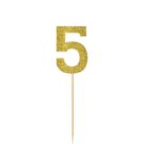 Glitter Gold Number 5 Picks, 4-pk | Amscannull