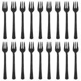 Mini Plastic Forks for Birthday, Party, Anniversary, Black, 40-pk