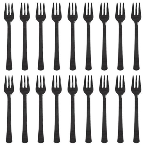 Mini Plastic Forks for Birthday, Party, Anniversary, Black, 40-pk Product image