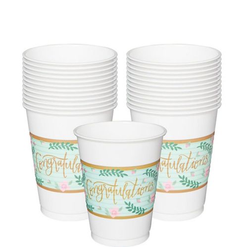 Mint to Be Floral Plastic Cups, 25-pk Product image