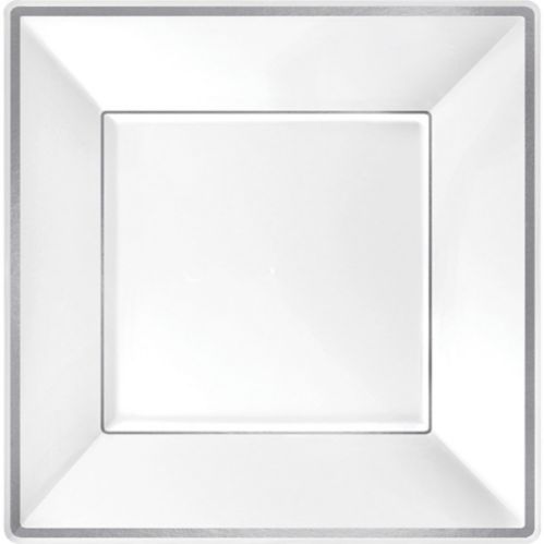 Trimmed Premium Plastic Square Dinner Plates for Birthday/Wedding, 8-pk, More Options Available Product image