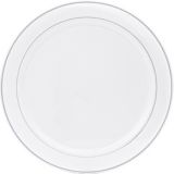 Silver Trimmed White Plastic Platter